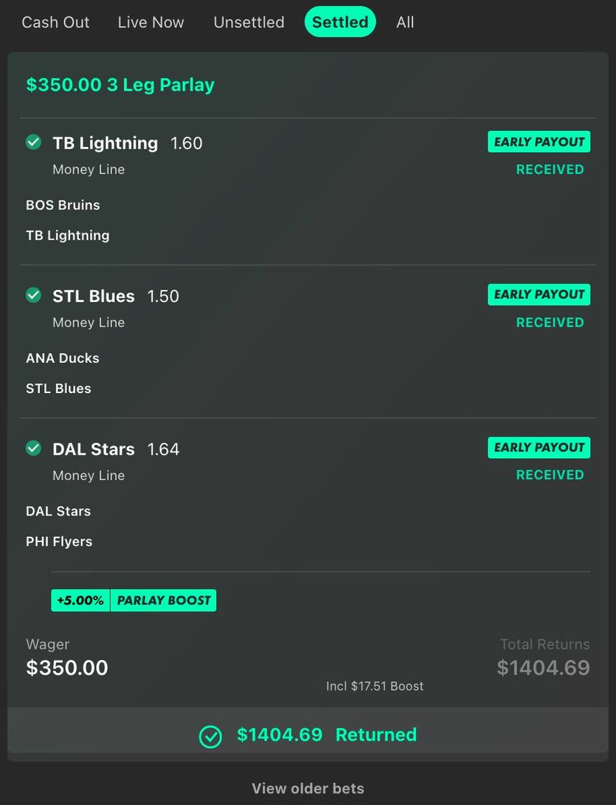 bet365 bet slip, $350 returned $1,404.69