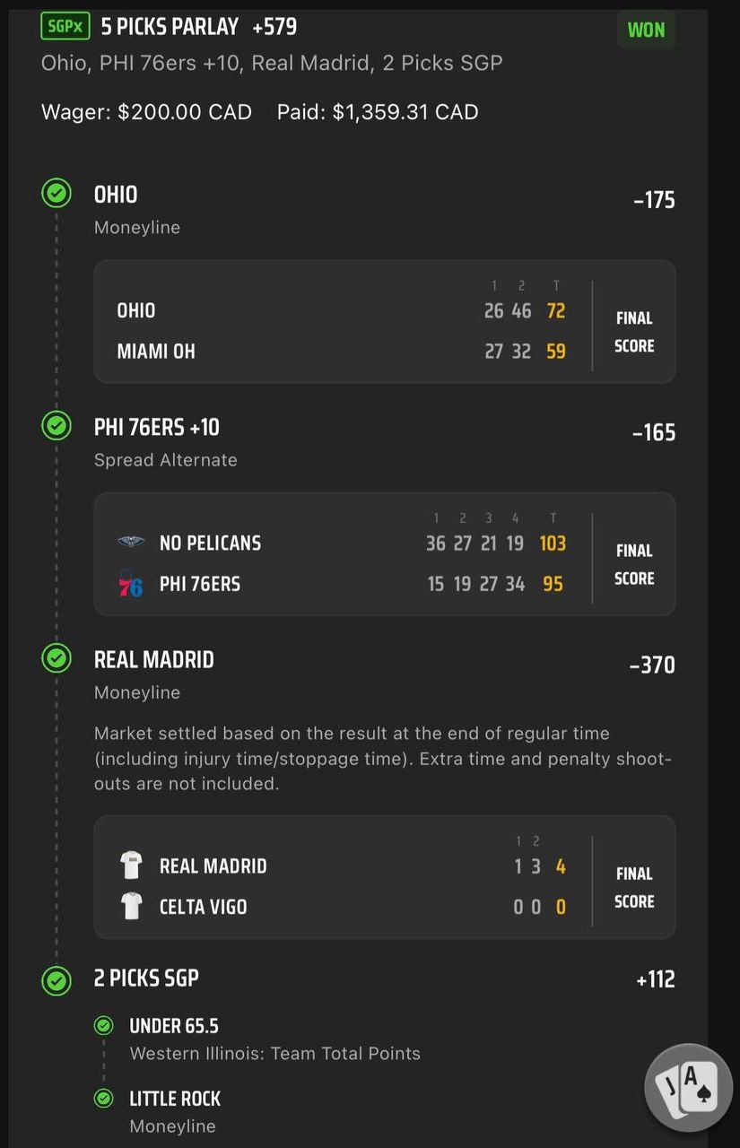 DraftKings bet slip, $200 returned $1,359.31