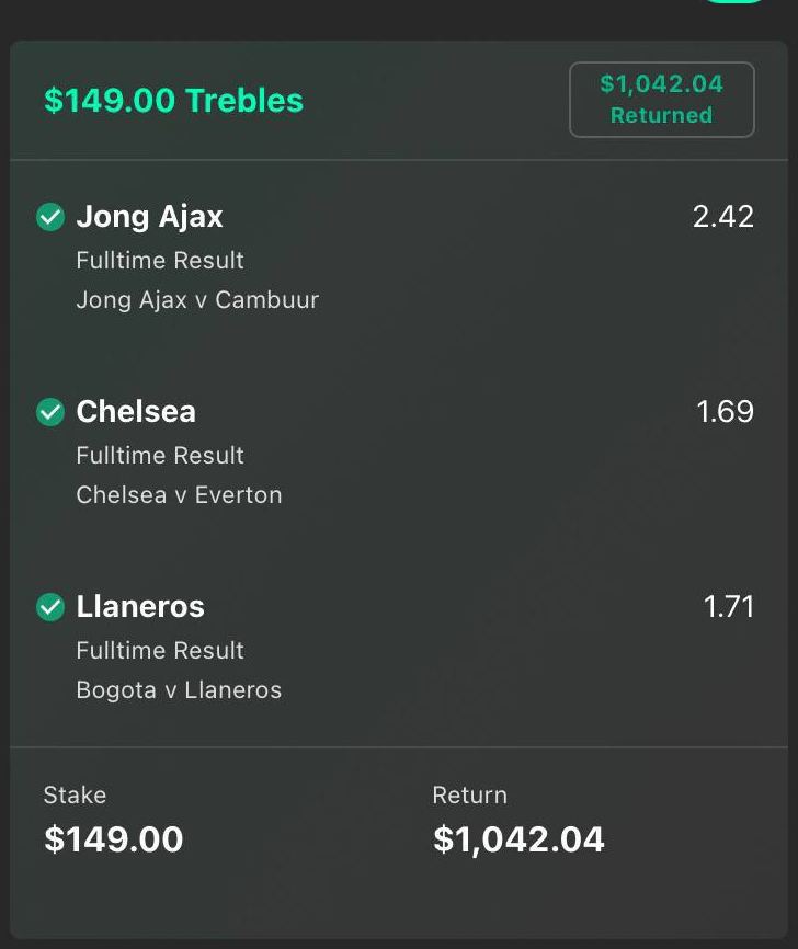 bet365 bet slip, $149 returned $1,042.04