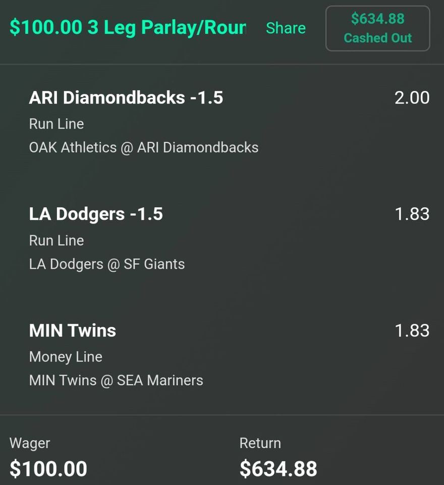 bet365 bet slip, $100 returned $634.88