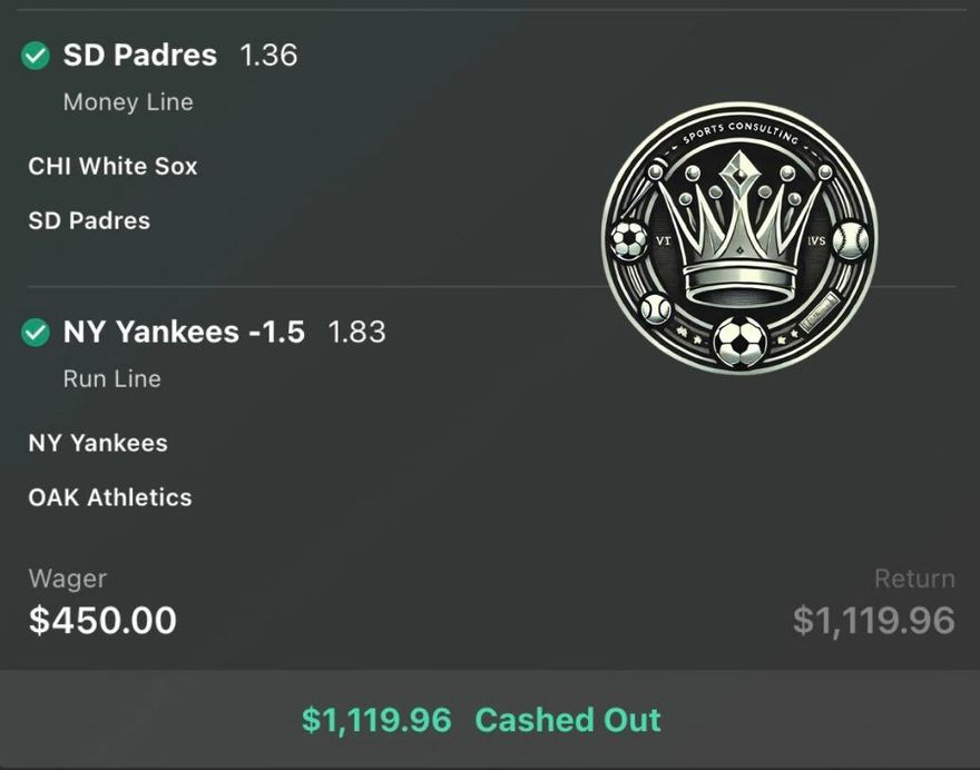 bet365 bet slip, $450 returned $1,119.96