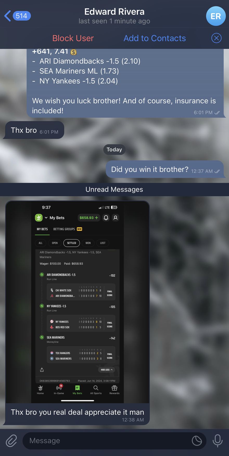 Customer message
