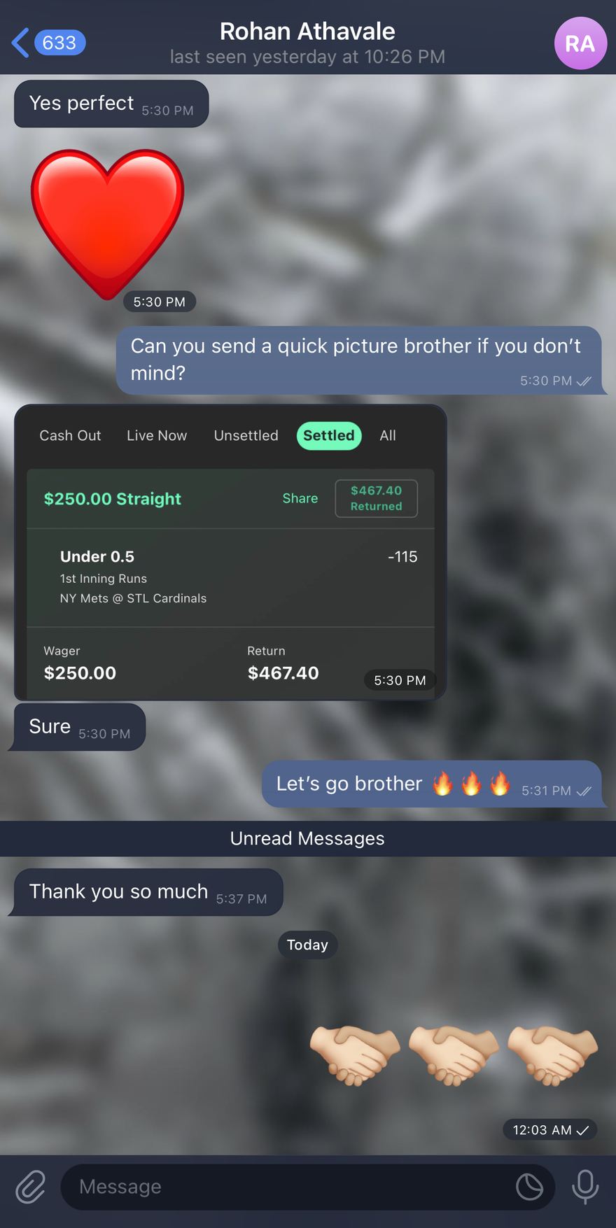 Customer message