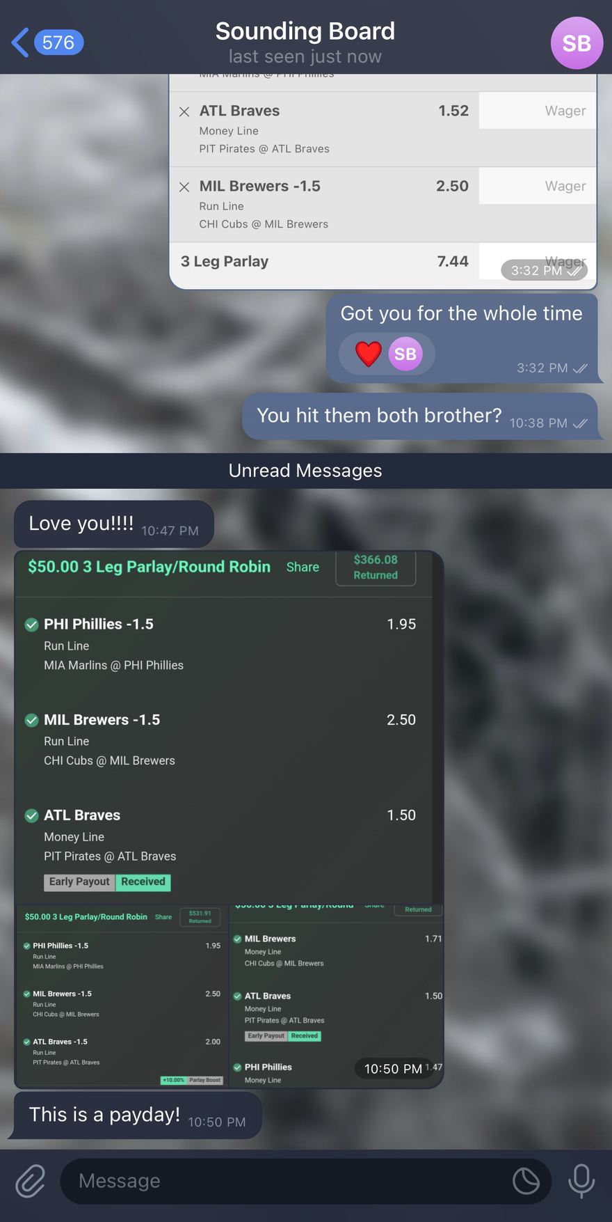 Customer message